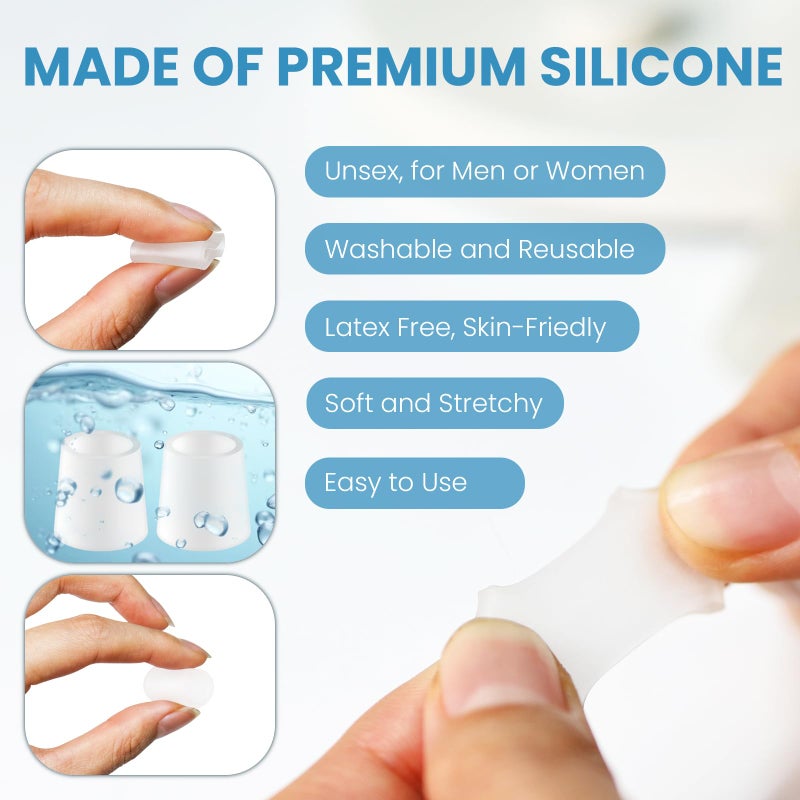 JKcare Transparent Pinky Toe Sleeves, Silicone Corn Cushions Pads, 12 Pack Little Toe Protectors for Corn, Blister and Injured Toenail Protection - Image 3